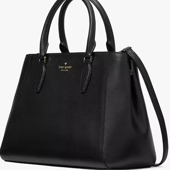 NEW black leather Kate Spade satchel two way bag - Picture 4 of 12
